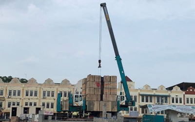 ZYJ460 hydraulic static pile driver constructing in Batam, Indonesia.