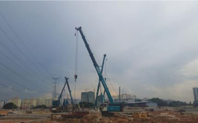 SWTC75 telescopic boom crawler crane carried out construction in Malaysia