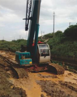 SWTC25 crawler crane carried out construction at a wetland in Nanning, Guangxi